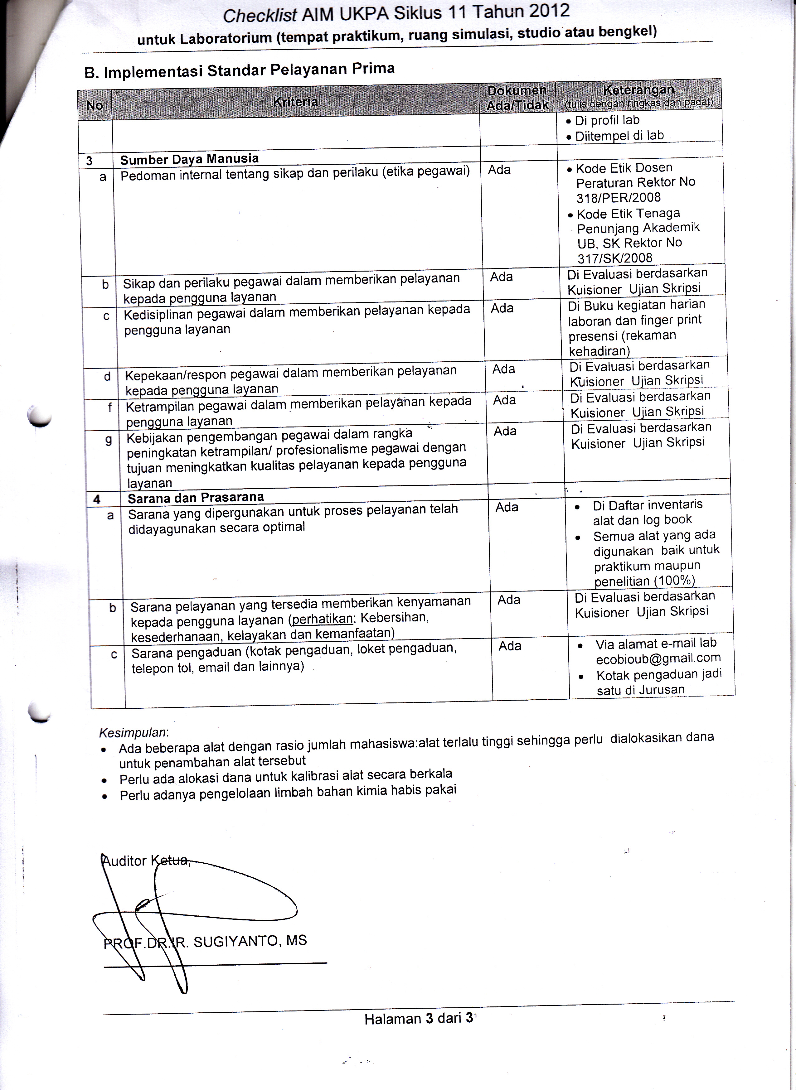 Department of Biology » Result of Internal & External Audit